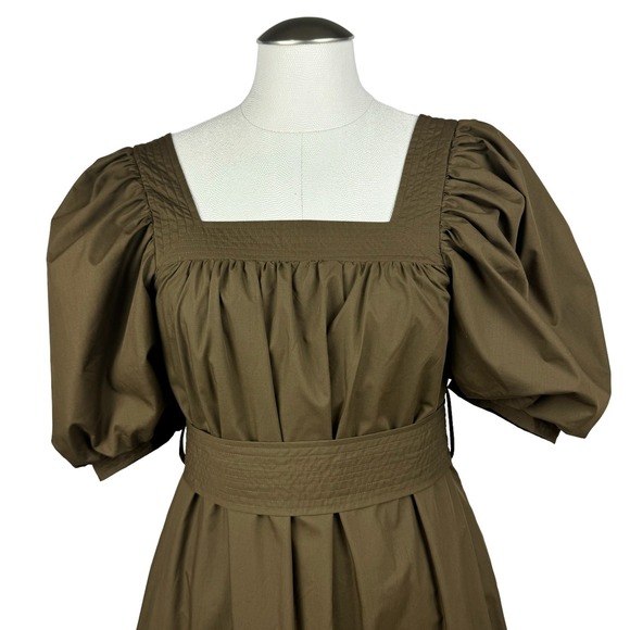 En Saison Women's Dress Size XS Olive Green Tiered Maxi Square Neck Puff Sleeve - Picture 2 of 12